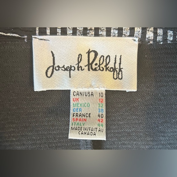 Joseph Ribkoff Black and Silver Jacket Blazer w/ ruffled collar - Picture 4 of 6